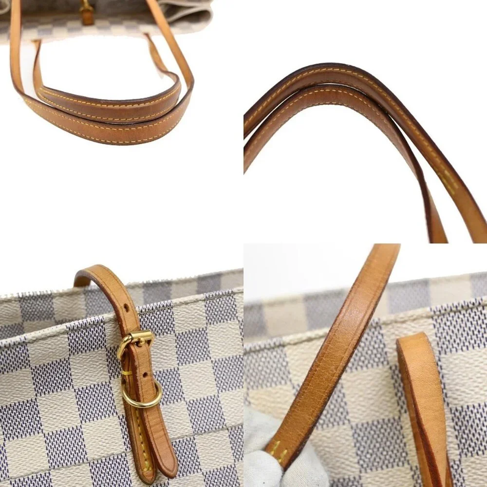 LOUIS VUITTON Cabas PM Shoulder Bag Damier Azur Leather White N41376 72FB897